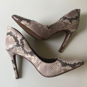 pointed toe classic snake heel